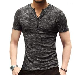 Men's Suits B8642 Men Henley T Shirt Short Sleeve Stylish Slim Fit T-shirt Button Up V Neck Casual Tshirts US Size