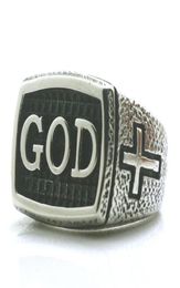 Mens Boys 316L Stainless Steel Cool Cross GOD Jesus Christ Ring Est Cluster Rings9861481