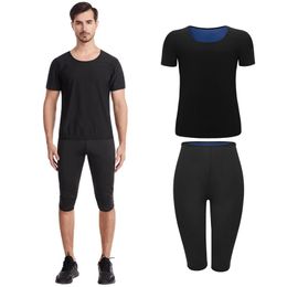 Men's Thermal Underwear Mens Sauna Suit Heat Trapping Shapewear Sweat Body Shaper Shirt Slimmer Pants Compression Top Fitness Leggings Sets 231212