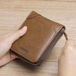 Wallets Men's Leather Wallet Zipper Small Purse Card Holder Man Carteira Masculina Couro Coin Porte Monnaie Money Bag