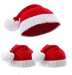 Santa Hat Christmas Party Red White Knitted Winter Pom Beanie Caps Soft for Boys Girls Adults6976355