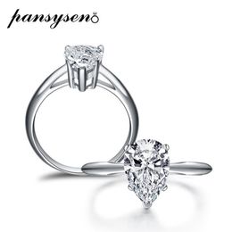 Cluster Rings PANSYSEN Pear Shape 7x10MM Diamond Wedding Engagement Ring Pure Silver 925 Jewellery Couple For Women Men Whole2683