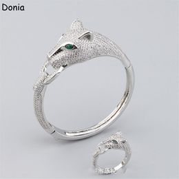 Donia Jewellery luxury bangle European and American fashion classic leopard copper micro-inlaid zircon bracelet ring set ladies desi3205