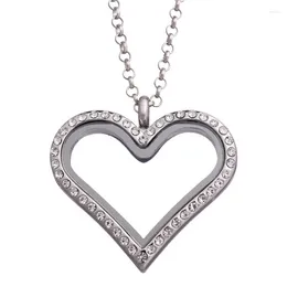 Chains 4PCS/Lot Rhinestone Heart Openable Magnetic Glass Locket Necklace Pendant With Chain For Women Jewelry Birthday Gift