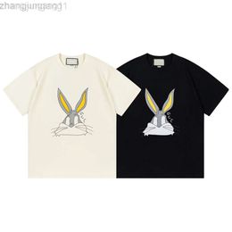 Designer Cucci T Shirt Guicc High version GU Home Rabbit Year Limited Long Ear Rabbit Head Letter Printing 260g Pure Cotton Short Sleeve T-shirt