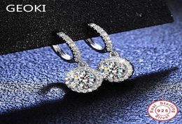 Dangle & Chandelier Geoki Passed Diamond Test 1Ct Total 2 Ct Round Perfect CutColor VVS1 Moissanite Drop Earrings 925 Steling Silver5866155