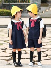 Clothing Sets Kindergarten Uniforms Summer Class Children's Choir Performance Navy Skirt For School Primary