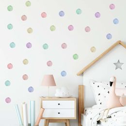 36pcs Watercolor Colorful Polka Dots Circles Pattern Wall Stickers for Living Room Bedroom Home Decorative Wall Decals Murals