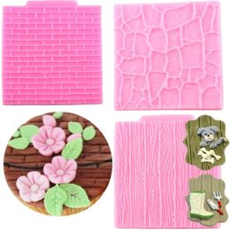 Baking Moulds Bark Wall Brick Texture Silicone Fondant Mould Cake Decorating Tools Border Mould Polymer Clay Candy Moulds Chocolate 231213