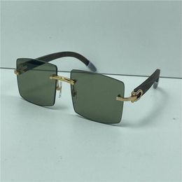 Selling fashion design square sunglasses 0046 rimless frame spring wooden temples classic simple style uv400 protection glasses243m