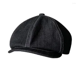 Berets High Quality Sboy Caps Men Women Black Beret British Gatsby Cap Spring Autumn Denim Fabric Hat NC11
