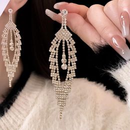 Dangle Earrings Arrival Drop Trendy Irregular Women Zircon Hollow Leaves Tassel Light Luxury Female Jewellery