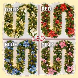 1 8 2 7M Artificial Christmas Fireplace Garland Wreath Pine Tree Ornament Gold Pink Blue Red New Year Fireplace Navidad Decor 20103062