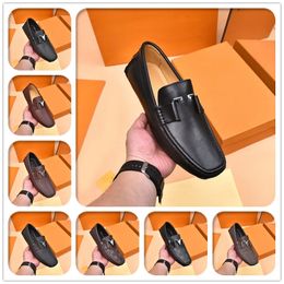 7Model Top Quality Designer Men Loafers Shoes Slip-On Genuine Leather Men's Luxury Dress Shoes Black Brown Moccasin Soft Bottom Driving Shoes Size 38-46