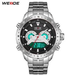 WEIDE Mens Model Analog Digital numeral Display Quartz metal band Belt Wristwatches Relogio Masculino Automatic Date Clock 2019214b