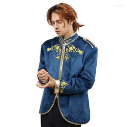 Men's Suits DAZCOS Luxury Embroidery Velvet Suit Jacket Mens Blazer Mediaeval Court Fashion Uniform For Party