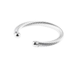 Bangle Fashion Simple Men Women Cool Silver Plated ed Round Cuff Party Casual Jewellery 2021 Opened Hand Bracelet4516555