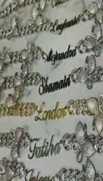 Custom Name 9MM Butterfly Cuban Link chain Namplate Pink Butterflys choker Cz Punk Miami Link Bling Bling Hip Hop Jewelry For Gift4105231