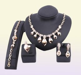 Earrings Necklace Women Fashion Wedding Crystal Dubai Bridal Ethiopian Turkish Costume Bracelet Earring Ring Jewellery Set6193233