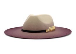 Wide Brim Hats 2022 Bronze Medal Ladies Men039s Wool Retro Trilby Felt Fedora Hat Gentleman Elegant Winter Autumn Jazz8534965