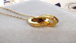 Luxury necklace Jewellery designers mens necklaces fashion party Jewellery double rings diamond pendant chains rose gold silver plated7633441