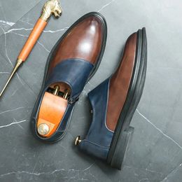 Dress Shoes Elegant Man Brown Pointed-Toe Zipper Casual Business Men Comfortable Leather Men's Social 2023 Mocasines