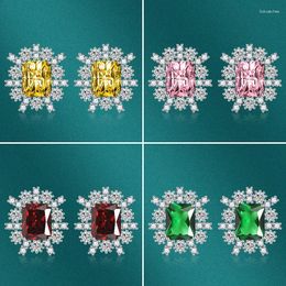 Stud Earrings 2023 Fashion 925 Silver Snowflake Pierced Exquisite Female All-match Romantic Jewellery Gift