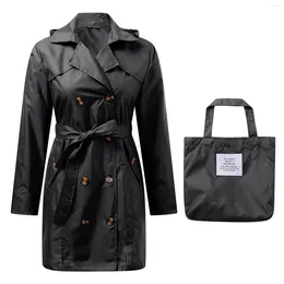 Women's Trench Coats Womens Suitable Long Raincoats Rain Jacket Packable Outdoor Hooded Windbreaker Lightweight Adjustable Winter Jackets