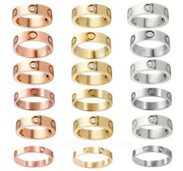 Fashion Luxury Diamond rings designer Jewellery self love ring rose gold screw stainless steel 3 diamonds mens engagement rings for 5616001