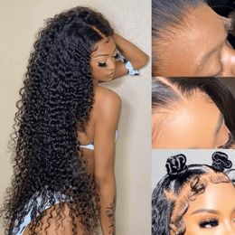 Djupt lockigt mänskligt hår ultratunna HD spetsspår 4x4 5x5 6x6 7x7 13x4 13x6 Swiss Lace Bleach Knop Knop Pre Plucked Natural Hairline for Black Women