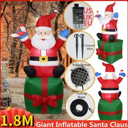 Inflatable Bouncers Playhouse Swings 18M6FT Giant Christmas Santa With LED Light Model Toy Outdoor Ornament Xmas Year Party Decoration 231212