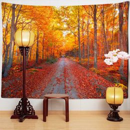Tapestries Forest Autumn Theme Tapestry Wall Hanging Large Wall Decoration Boho Decor From Wall To Wall Art Psychedelic Hippie Home Decor