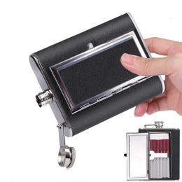 Hip Flasks 6Oz Pocket Alcohol Bottle Wine Flask with Cigarette Case Creative Stainless Steel Whiskey Gift for Men 231213