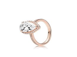 18K Rose gold Tear drop CZ Diamond RING with Original Box fit 925 Silver Wedding Rings Set Engagement for Women Jewelry51064941968685