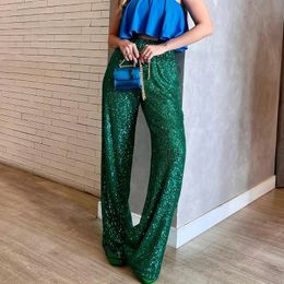 Women's Pants Capris Women Sexy Glitter Sequin Shiny Party Pants Spring High Waist Slim Straight Trousers Summer Wide Leg Pants Office Lady Sweatpant 231213