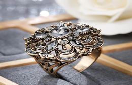 Cluster Rings Kinel Luxury Gray Crystal Flower Vintage Wedding For Women Boho Punk Turkish Jewelery Bague Femme 202125429723190607