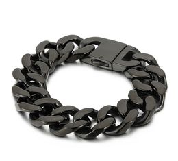 Stainless steel Bangle Jewellery black Large Cuban Curb Link Chian bracelet Fashion trendy 20mm 866 inch 146g weight European and A6170948