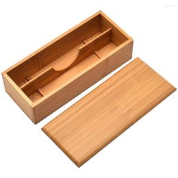 Kitchen Storage Cutlery Box Utensil Holder Silverware Organizer Black Countertop Bamboo Reusable Spoon