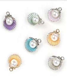 100Pcslot Alloy Shell Pearl Charms Pendant For necklace Jewelry Making findings 11x15mm1746829
