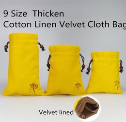 Multi size Cotton Linen Velvet Drawstring Storage Bag Gold Jewellery Make up Travel Bag Beads Bracelet Necklace Packaging Bag 2pcsl7712570