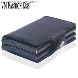 Money Clips VM FASHION KISS Free Lettering Custom Name RFID Wallet Security Information Double Box Aluminum Credit Card Holder Metal Purse Q231213