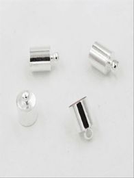 100pcslot 4mm12mm hole Silver Necklace Leather Cord End Caps Tassel Crimp End Connector DIY Jewelry Findings Custom Logo2439885