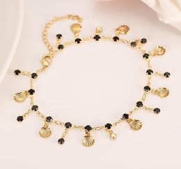 New Korean Fashion Fine gold GF Black CZ Unlimited Charm Multielement Bracelet lengthen Size length Anklet Summer Style4386051