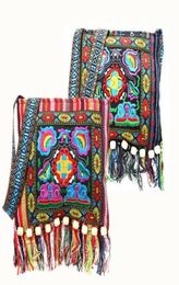 Hmong Vintage Ethnic Shoulder Storage Bag Embroidery Tassels Boho Hippie Tassel Tote Messenger Hangable Storage Organiser Bags7104066