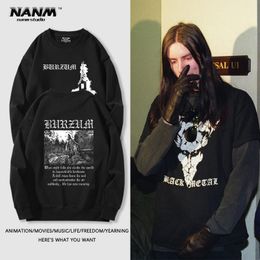 Burzum band's round neck hoodie for men and women in autumn and winter, long sleeved European and American black metal rock dark niche top