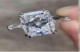 Original 925 Sterling Silver Cushion cut Simulated Diamond Wedding Engagement Cocktail Rings for Women Fine Jewellery gift6544370