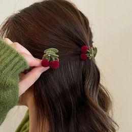 Hair Clips Autumn And Winter Fashion Cute Flocking Cherry Clip 2023 High-end Bangs Hairpin Accessories For Women Girls