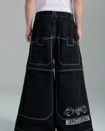 Mens Jeans JNCO Streetwear Hip Hop Big Pocket Oversized Pants Graphic Print Loose Men Women Harajuku High Waisted Wide 231212