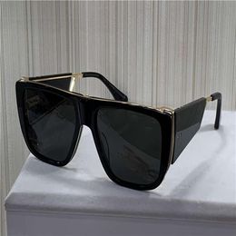 127 Square Sunglasses Black and Gold Frame Sonnenbrille Pilot Sunglasses Gafas de sol new with box235A