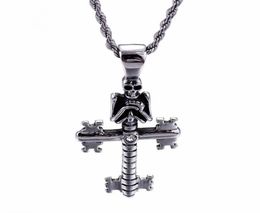 Punk Evil Skull Pendant Necklaces For Men Stainless Steel Cross Chain Gothic Biker Jewellery Accessories9486207